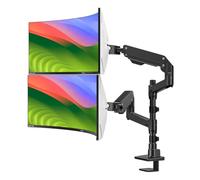 BEWISER Dual Vertical Monitor Arm for 2 Monitors 34-57 Inch Screen with 40cm Pole，Heavy Duty Double Monitor Mount for Home Office，VESA 75x75-100x100 mm,Each Arm Holds Up to 44 lbs，Black