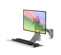 BEWISER Monitor Wall Mount Sit Stand Workstation for 15''-32'' Screens with Foadable Keyboard Tray,Load Capacity Up to 10 kg Sliver