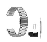 Bewish Brushed Stainless Steel Watch Strap Band with Quick Release Bar Pin and Adjustable Length Silver (22mm Width)