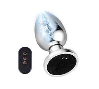 BEWISH Electro-Stimulation Plug Anal Plug with 10 Modes of Vibration and 10 Modes of Electric Shock Stainless Steel Plug Anus Electric Stimulation with Remote Control Butt Plug Sex Toys (Size S)