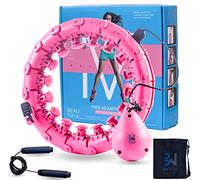 Bewish Weighted Hula Hoop for Adults Exercise-28 Detachable Knots Hula Hoop with weight Ball | Jumping Rope for Adults-Fitness Equipment with Nylon Bag, Pink, 47cm