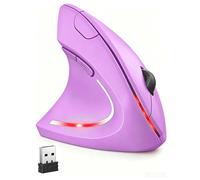 BeWishes Ergonomic Left-Handed Wireless Vertical Mouse, 2.4G, 3 Adjustable DPI (800/1200/1600), Specially for Left Handers (Color: Purple)