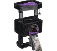 BEWISHOME Cat Tree Tower for Indoor Cats, Gothic Cat Trees with Coffin Bed | Cat Condo Cat House with Scratching Board, Cat Shelves with Spider Toy, Pet Play Activity Center Black with Purple, MMJ95Z