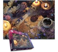 Bewitching 1000-Piece Jigsaw Puzzle - Casting a Spell Puzzle for Adults - Enchanting Witchy Desk with Runes, Potions & Candlelight - Perfect for Mystery & Magic Lovers - Size 50 x 66 CM