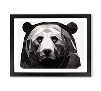 Bewitching Bear Abstract WHT Framed Print | A4 Black Framed Wall Art | Ready to Hang | Abstract Animal Picture | Living Room Bedroom Lounge Office