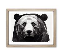 Bewitching Bear Abstract WHT Framed Print | A4 Oak Framed Wall Art | Ready to Hang | Abstract Animal Picture | Living Room Bedroom Lounge Office