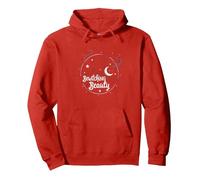 Bewitching Beauty: Enchanting Witch Hat Moon Stars Pullover Hoodie, Adult Unisex, Red, XL