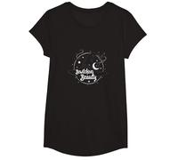 Bewitching Beauty: Enchanting Witch Hat Moon Stars T-Shirt, Girls, Black, Small