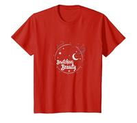 Bewitching Beauty: Enchanting Witch Hat Moon Stars T-Shirt, Kids, Red, 2 Years