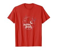 Bewitching Beauty: Enchanting Witch Hat Moon Stars T-Shirt, Men, Red, XXL