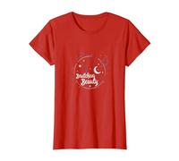 Bewitching Beauty: Enchanting Witch Hat Moon Stars T-Shirt, Women, Red, 3XL