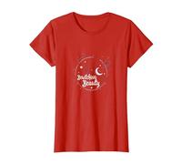 Bewitching Beauty: Enchanting Witch Hat Moon Stars T-Shirt, Women, Red, L
