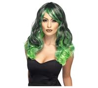 Bewitching Black & Green Long Hair Wig