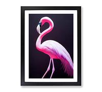 Bewitching Flamingo Framed Print | A3 Black Framed Wall Art | Ready to Hang | Modern Animal Picture | Living Room Bedroom Lounge Office