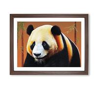 Bewitching Panda Framed Print | A2 Walnut Framed Wall Art | Ready to Hang | Modern Animal Picture | Living Room Bedroom Lounge Office