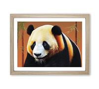 Bewitching Panda Framed Print | A3 Oak Framed Wall Art | Ready to Hang | Modern Animal Picture | Living Room Bedroom Lounge Office