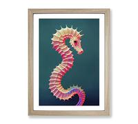 Bewitching Seahorse Framed Print | A2 Oak Framed Wall Art | Ready to Hang | Modern Animal Picture | Living Room Bedroom Lounge Office