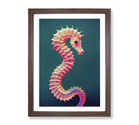 Bewitching Seahorse Framed Print | A2 Walnut Framed Wall Art | Ready to Hang | Modern Animal Picture | Living Room Bedroom Lounge Office