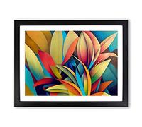 Bewitching Tropical Flowers Abstract Framed Print | A3 Black Framed Wall Art | Ready to Hang | Abstract Floral Picture | Living Room Bedroom Lounge Office