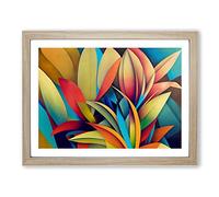 Bewitching Tropical Flowers Abstract Framed Print | A4 Oak Framed Wall Art | Ready to Hang | Abstract Floral Picture | Living Room Bedroom Lounge Office