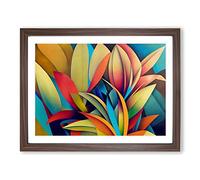 Bewitching Tropical Flowers Abstract Framed Print | A4 Walnut Framed Wall Art | Ready to Hang | Abstract Floral Picture | Living Room Bedroom Lounge Office