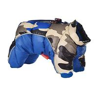 Bewnvne Pet Camouflage Cotton Coat Water-proof and Cold Weather Dog Jacket Warm Four-Legged Coat Autumn and Winter Suitable for Medium And Large Dog From S to XXXXL Size (Dark Blue, M)