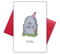 Bewoow Funny 21st Birthday Card Gift for Him Her, Humorous Birthday Card for 21 Year Old Daughter Son Niece Nephew Sister or Friend, RIP Fake ID - Legal Drinking Age Milestone Gifts