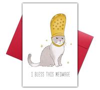 Bewoow Funny Pope Cat Meme Wedding Card, Hilarious Marriage Pun Anniversary Card for Cat Lovers, Gift for Couple, Friends, Husband Wife, Just Married Joke Card