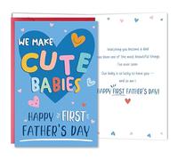 Bewoow Happy First Father's Day Card for New Dad, Cute 1st Fathers Day Card Gift from Wife, Sweet First Fathers Day Gift for Husband, We Make Cute Babies Cards