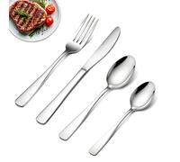 BEWOS 16 Pcs Cutlery Set - Stainless Steel Cutlery Set for 4 People with Ergonomic Handle, Silver, Knife and Fork Sets Ideal for Family Dining, Camping, Mirror Polished & Dishwasher Safe