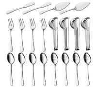 BEWOS 20 Serving Utensils, Serving Spoons, Slotted Spoons, Serving Tongs & Forks, Cake Server, Butter Knife, Stainless Steel, Dishwasher Safe