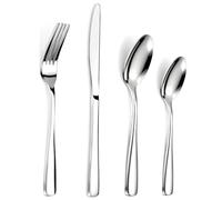 BEWOS 32 Pcs Stainless Steel Cutlery Set for 8 People - Cutlery with Ergonomic Handle, Silver, Knife and Fork Sets Ideal for Family Dining, Camping, Mirror Polished & Dishwasher Safe