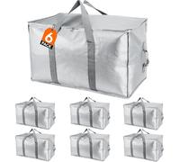 BEWOS 6 Pcs Heavy Duty Moving Bags 85L - Large Waterproof Storage Bags with Zips, Reinforced Handles, Foldable Packing Bags for Travelling, Home, College Dorm, Christmas Decor