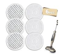 BEWOS 6 PCS Steam Mop Pads - Reusable Replacement Steam Mop Pads for Shark Steam Cleaner S6002UK, S7201UK, Microfibre Cloths, Washable, Scrub All-in-One Cleaning Pads for All Hard Floors