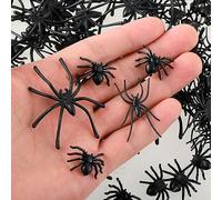 Bewudy 120 Pcs Mini Plastic Spiders, Realistic Black Mini Fake Spiders Halloween, 3 Sizes Terror Prank Props for Home and Halloween Party Decorations