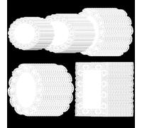 Bewudy 150 PCS Disposable Doilies Paper, White Lace Paper Doilies, Assorted Sizes Disposable Doily Rectangle Round Papers Doily for Tables Buffet Cake Fried Food Wedding Party Tableware Decor