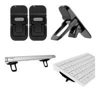 Bewudy 2 Pcs Portable Keyboard Riser, Dual Tilt Angle Adjustment Foldable Laptop Riser, Mini Computer Keyboard Stand for Desk, Self-Adhesive Keyboard Riser Feet for Most Keyboards(Black)