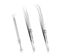 Bewudy 3Pcs Piercing Ball Grabber Tool Set, Diamond Tweezers Jewelers Holder Pick up Tool, Precision Stainless Steel Jewelry Locking Tweezers for Tiny Objects IC Chip Electronic Components