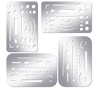 Bewudy 4 Pcs Erasing Shield Stainless Steel Drawing Template Shield Drafting Tools Metal Eraser Shield Tool for Mechanical Drawing Artists Engineering Design