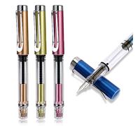 Bewudy 4 Pcs Refillable Fountain Pen Transparent Caligraphy Pens for Writing Upgrated Extra Fine Nib Piston Filling Fountain Pen
