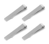 Bewudy 4 Pcs Stainless Steel Tie Clips, Tie Clips for Men’s Regular Ties, Tie bar & Pins Set for Necktie in Silver, Classic Tie Clips for Wedding Anniversary Valentine's Day Christmas Party Daily Wear