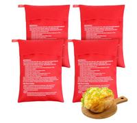 Bewudy 4PCS Reusable Microwave Potato Baking Bags, Baked Potato Microwave Bag, 9.84 x 7.48 inches Microwaves Baking Pouch Perfect for Baked Potatoes, Sweet Potatoes, Corn, and More