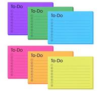 Bewudy 6 Pack to Do List Sticky Notes Pad, 300 Sheets Colors Self Stick Note Planning Lined Daily List Notepad Memo Sticky Notes Home Office School Planner Reminder Supplies 4 x 2.8 in