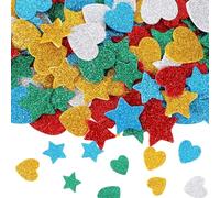 Bewudy 750 PCS Foam Stickers, Glitter Heart Stickers, Colorful Self-Adhesive Mini Star Heart Shapes Sticker, Kids Arts Craft Mini Star Bulk for Crafts DIY Greeting Card Envelopes Scrapbooking