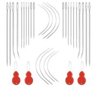 Bewudy Heavy Duty Hand Sewing Needles Set, 24Pcs Sewing Leather Needle Set with 4Pcs Needle Threaders, Curved Needle Triangular Needle Assorted Needles for Upholstery, Leather, Carpet Canvas Repair