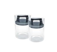 Bewunder Essence 2x 1.3-Litre Borosilicate Glass Jars with Vacuum Lid to push out excess air and maintain freshness | Elegant storage of Tea, Coffee, Pasta and other foodstuffs