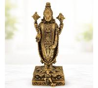 BEXCO Brass Standing Tirupati Balaji Idol | Height 3" inches (Approx.) Lord Venkateswara Brass Statue Figurine for Worship & Décor | Symbol of Wealth and Devotion