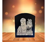 BEXCO Guru Nanak Dev Ji & Guru Gobind Singh Ji wooden photo Frame handcrafted For Car Dashboard, tabletop