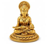 BEXCO Hindu Goddess Annapurna Brass Statue height 5 cm approx Antique Gold Finish Annapoorna Devi Murti for Home Mandir & Kitchen - Small Detailed Idol