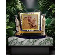 BEXCO Jai Guruji Swaroop self standing statute size 3.5 X3.5 X 1 inches with base and pillars Car Dashboard photo frame for showcase Office Study Table, showpiece, Home Decor